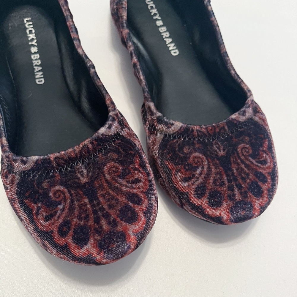 Lucky Brand Velvet Boho Ballet Flats, Size 7.5